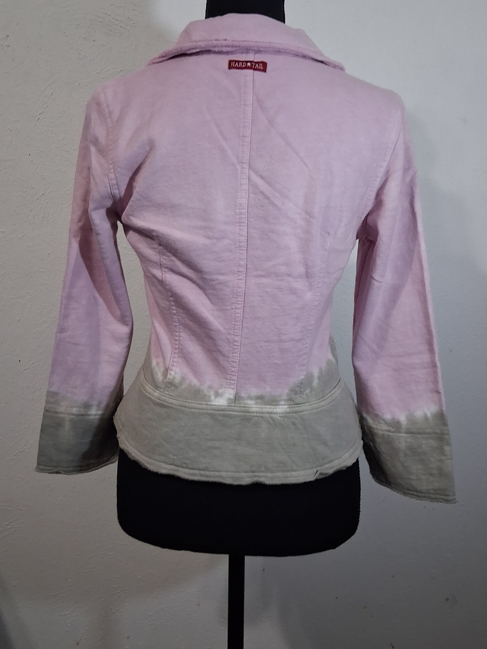 Hard Tail Pink and Sage Green Button-Front Peplum Jacket - Picture 3 of 8